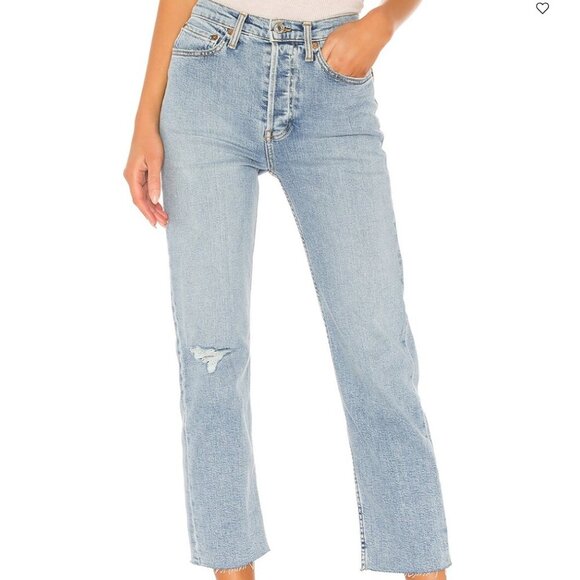 NWT RE/DONE High Rise Stove Pipe Jeans in cloudy blue - Picture 2 of 9